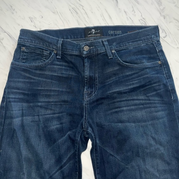 7 for all mankind carsen luxe performance boot cut dark jeans 34 X 34 - Picture 2 of 5